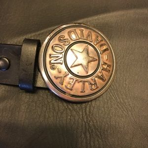 Harley Davidson Vintage Black Leather Belt Size 42